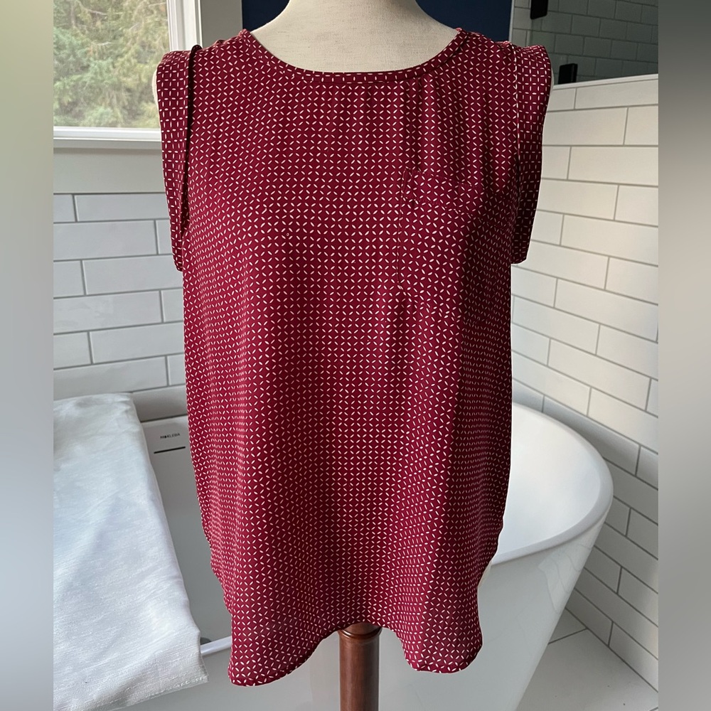 LOFT Burgundy Cap Sleeve Blouse